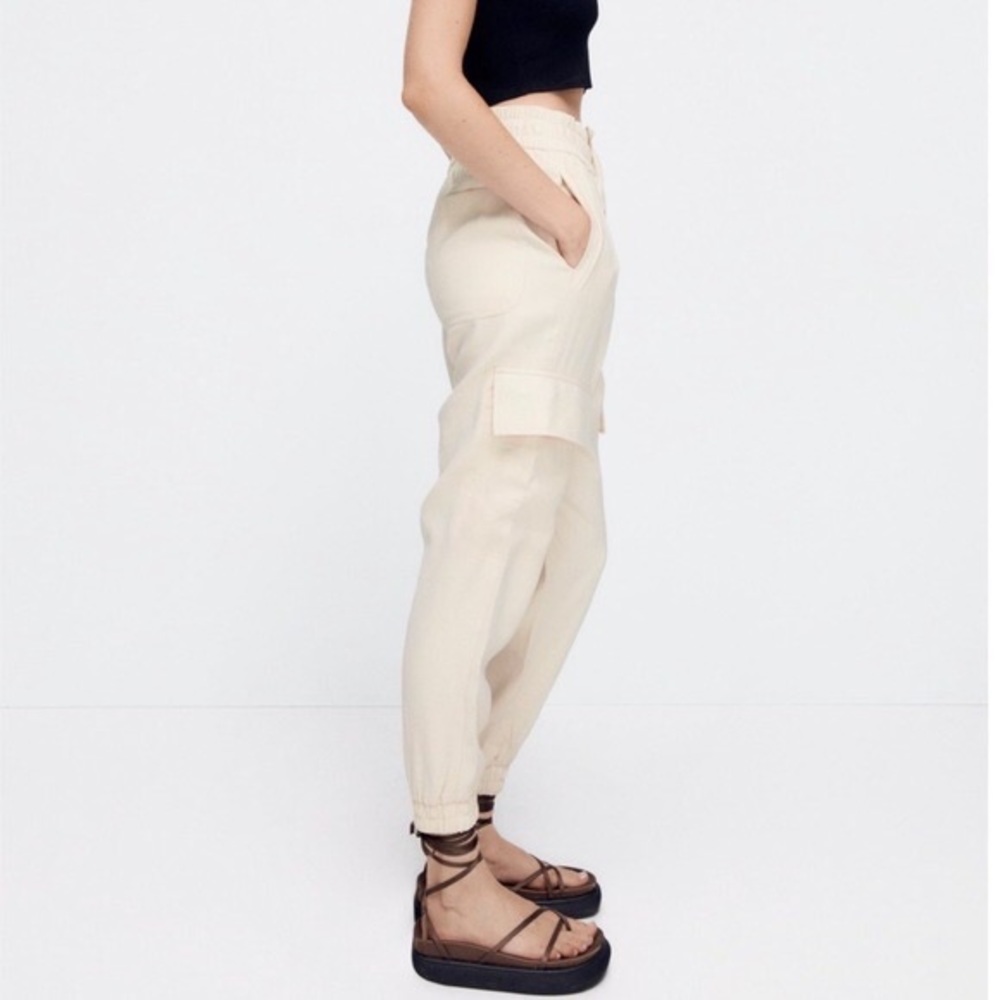 NWT Zara Cargo Trousers With Cuffed Hems